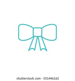 ribbon bow decorative present icon line vector icon blue on white