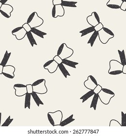 Ribbon bow doodle drawing seamless pattern background