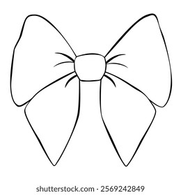Ribbon Bow doodle Vector Drawing.