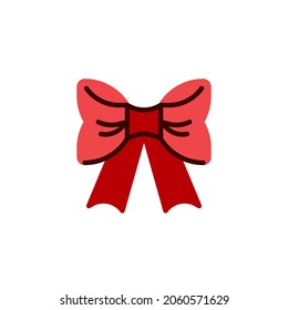 Ribbon bow flat icon, vector sign, christmas bow colorful pictogram isolated on white. Symbol, logo illustration. Flat style design