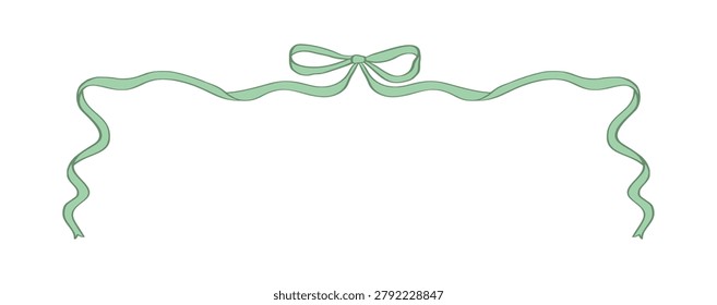 Ribbon bow forming decorative corner frame, elegant trim element for invitation, greeting card or wedding design header