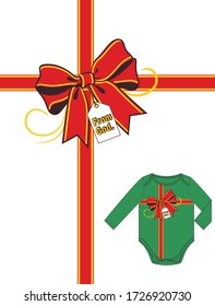 ribbon bow for a gift with a signature from God vector print for babys t shirt