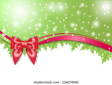 Ribbon with bow and holly