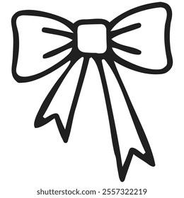 Ribbon bow icon. Elegant simple sign bow for celebrations Valentines Day, New Year, wedding or birthday decoration. Vector red ribbon icon isolated on transparent background.