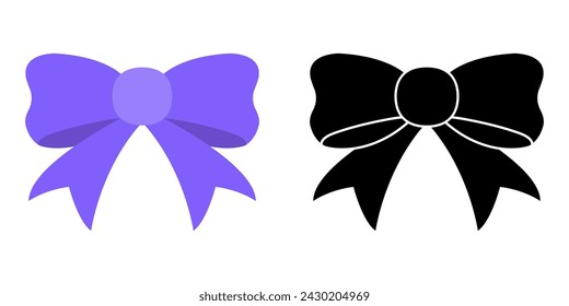 Ribbon bow icon. Gift, present design element. Holiday decoration concept. Vector illustration.