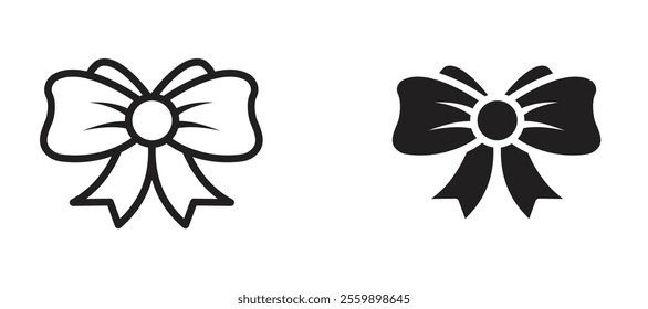 Ribbon bow Icon set in black color for ui designs