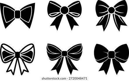 Conjunto de iconos de lazo de cinta Colección de silueta negra
