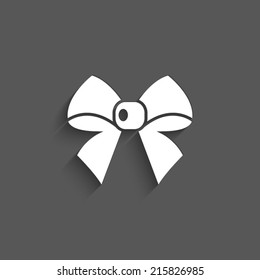 ribbon bow icon with shadow on a grey background