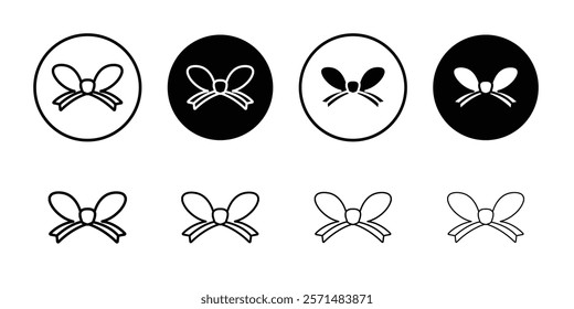 ribbon bow icon Simple outline illustration set