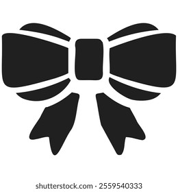 Ribbon bow icon. Vector black ribbon icons isolated on transparent background. Gift, present design elements. 