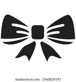 Ribbon bow icon. Vector black ribbon icons isolated on transparent background. Gift, present design elements. 