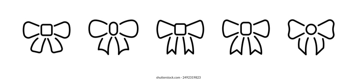 Ribbon Bow icons. Decorative bows. Bow tie icons.