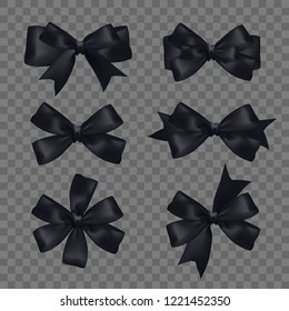 ribbon and bow illustration, black friday day design elements isolated on transparent background, festive clip art