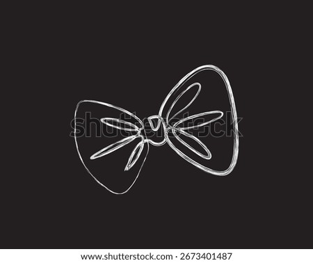 Ribbon bow with knot drawing illustration. ink brush line drawing of bow tie vector design.
