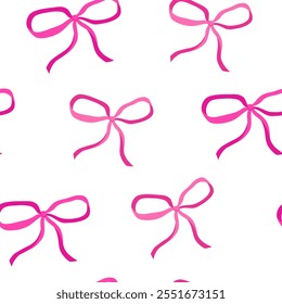 Ribbon bow, knots, tie ups, gift bows seamless pattern. Wedding celebration, holiday, party decoration, gift, present concept. Hand-drawn graphic vector illustrations isolated on white background