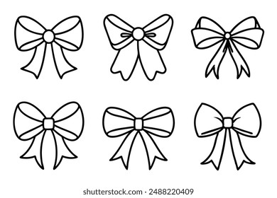 Ribbon Bow Line Art Design Hand Illustration