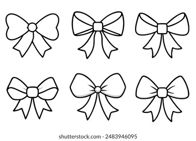 Ribbon Bow Line Art Illustration for Craft Projects