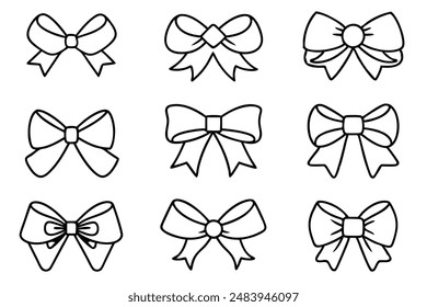 Ribbon Bow Line Art Illustration for Gift Wrapping