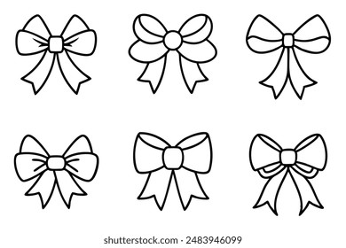 Ribbon Bow Line Art Illustration for Logo Design