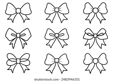 Ribbon Bow Line Art Illustration for Print Projects