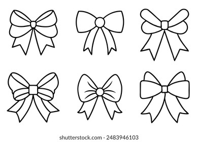 Ribbon Bow Line Art Illustration for Home Decor