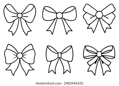 Ribbon Bow Line Art Illustration for Graphic Design