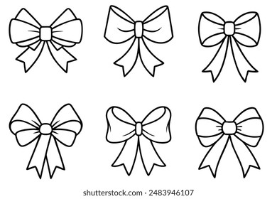 Ribbon Bow Line Art Illustration for Invitations Cards