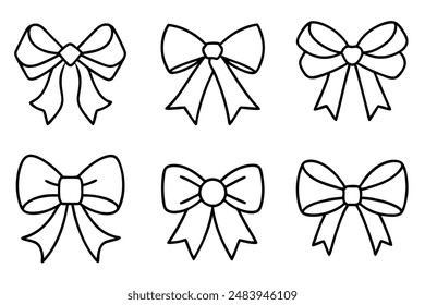 Ribbon Bow Line Art Illustration for Elegant Designs