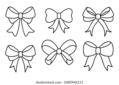 Ribbon Bow Line Art Illustration for Digital Artwork