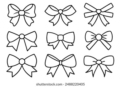 Ribbon Bow Line Art Sketch Design Drawing