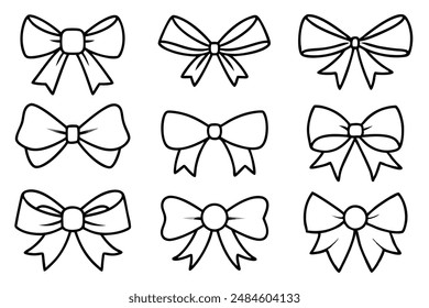 Ribbon Bow Line Art Sophisticated Bow Drawing