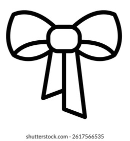 Ribbon bow line icon, celebration concept. Vector graphics. Bow of silk ribbon, gift decoration sign on white background, style mobile or design