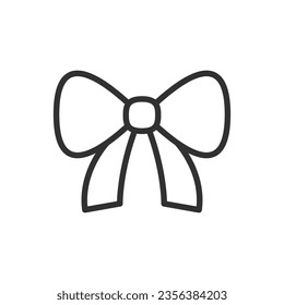 Ribbon bow, linear icon. Line with editable stroke