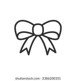 Ribbon bow, linear icon. Line with editable stroke