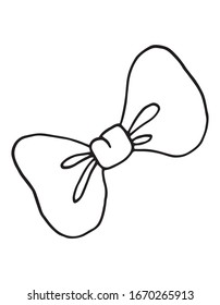Ribbon bow outline, hand drawn illustration element. Decorative.