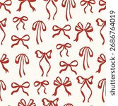 Ribbon bow seamless pattern. Coquette gift wrap design for wrapping paper, background, wallpaper, textile.