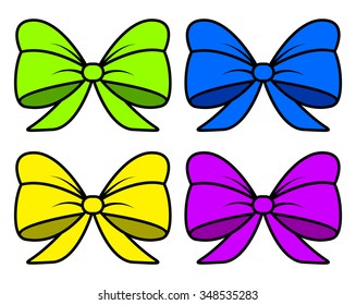 ribbon bow set for christmas present symbol design. Vector illustration isolated on white background.
