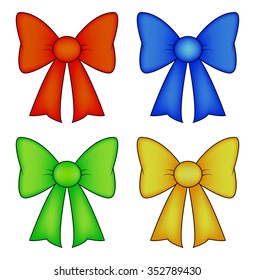 ribbon bow set for christmas present symbol design. Vector illustration isolated on white background.