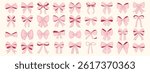 Ribbon bow set. Simple hand drawn bowknots. Trendy coquette aesthetic