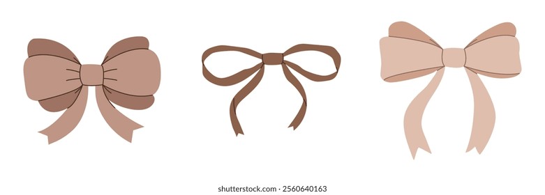 Ribbon bow set in trendy Mocha Mousse color