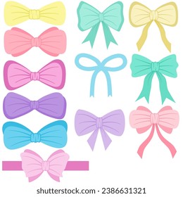 Ribbon bow set vector illustration