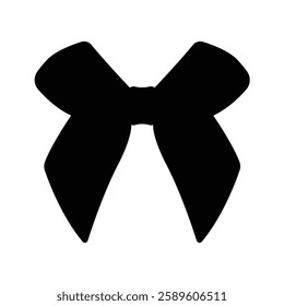 Ribbon Bow Silhouette. Black and White Icon Design Elements on Isolated White Background