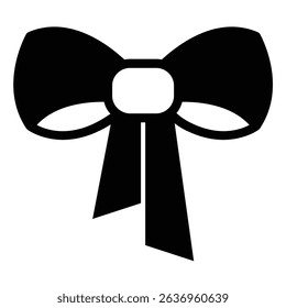 Ribbon bow solid icon, celebration concept. Vector graphics. Bow of silk ribbon, gift decoration sign on white background, style mobile or design