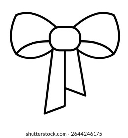 Ribbon bow thin line icon, celebration concept. Vector graphics. Bow of silk ribbon, gift decoration sign on white background, style mobile or design