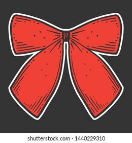 Ribbon bow. Vector concept in doodle and sketch style. Hand drawn illustration for printing on T-shirts, postcards.