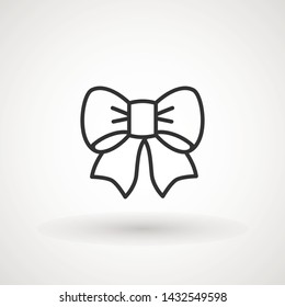 Ribbon Bow Vector Icon. Black gift bow silhouette. Template design for surprise, celebration event, presents, birthday, Christmas