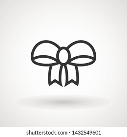 Ribbon Bow Vector Icon. Black gift bow silhouette. Template design for surprise, celebration event, presents, birthday, Christmas