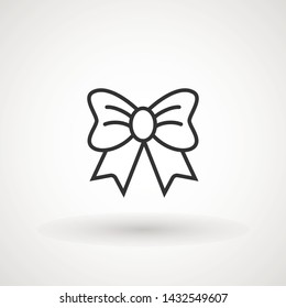 Ribbon Bow Vector Icon. Black gift bow silhouette. Template design for surprise, celebration event, presents, birthday, Christmas