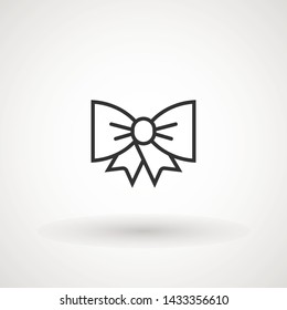 Ribbon Bow Vector Icon. Black gift bow silhouette. Template design for surprise, celebration event, presents, birthday, Christmas