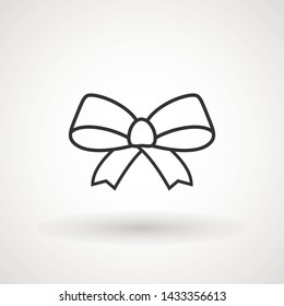 Ribbon Bow Vector Icon. Black gift bow silhouette. Template design for surprise, celebration event, presents, birthday, Christmas